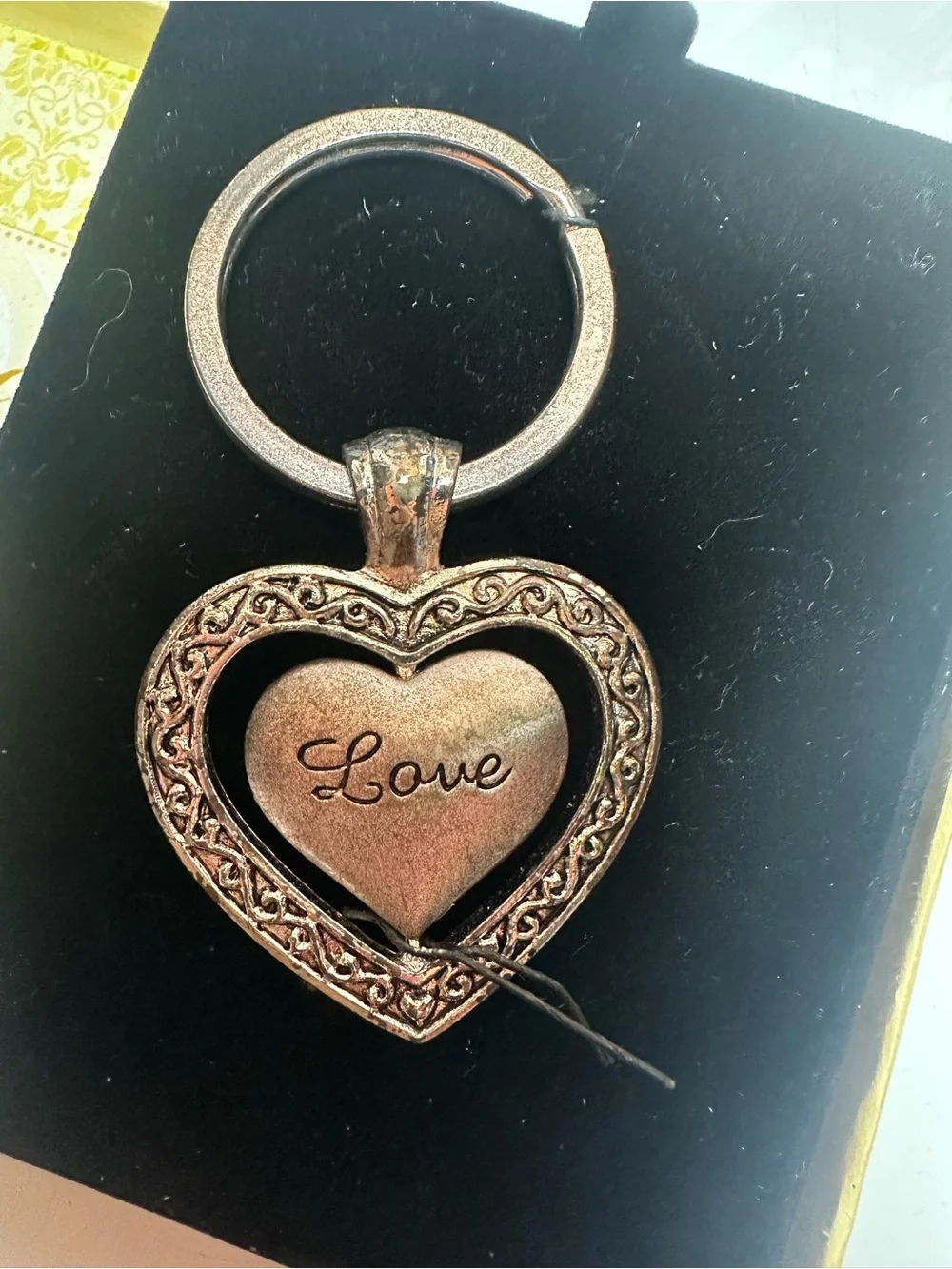 Heart 'Love' Keychain Card Holder - Silver